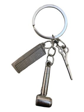 Grooming Keychain with Comb, Scissors & Hammer Charms